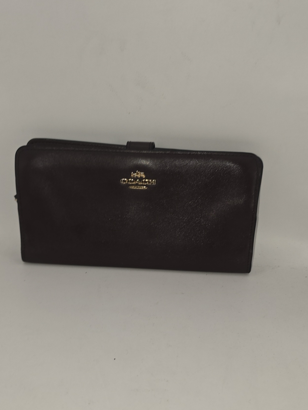 ​Coach Dark Plum Oxblood Leather Long Accordion Zip Around Continental Wallet